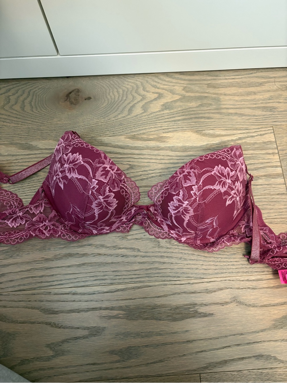 La SENZA Floral Lace Push-Up Bra in Rose Wine